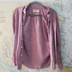 Mens Button Down A&F Red Shirt XS